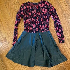 Kidpik Flower/Leather Girls Dress S (7/8)